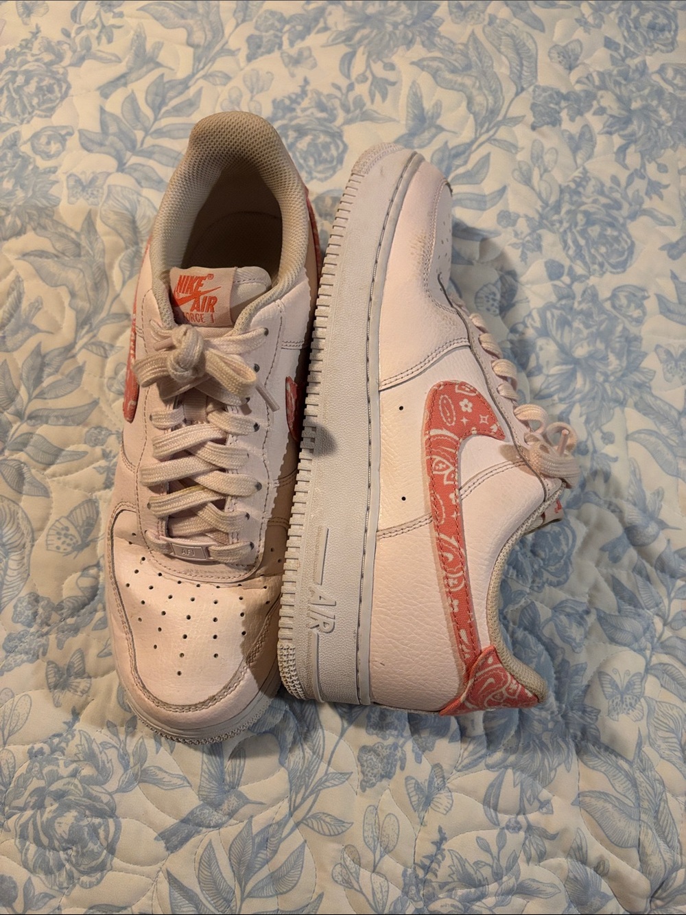 Nike Air Force 1 Low White with Pink Paisley Swoosh